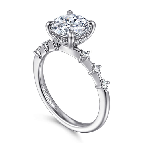 14K White Gold Round Diamond Engagement Ring