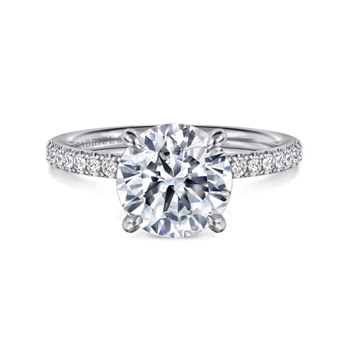 14K White Gold Round Diamond Engagement Ring