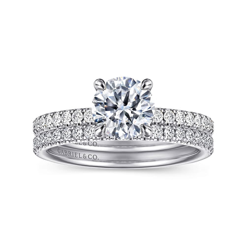 14K White Gold Round Diamond Engagement Ring