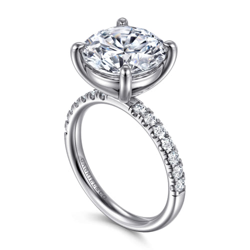14K White Gold Round Diamond Engagement Ring