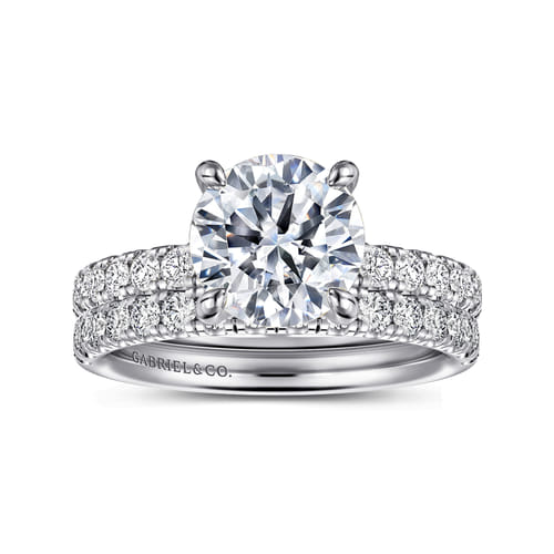 14K White Gold Round Diamond Engagement Ring