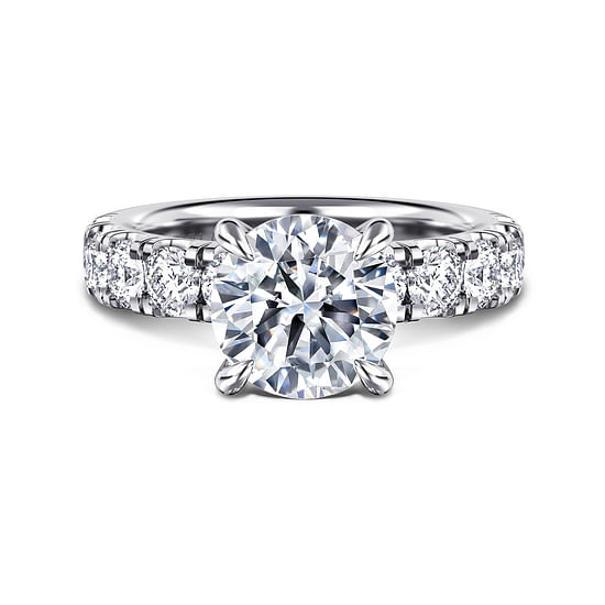 Gabriel - 14K White Gold Round Diamond Engagement Ring