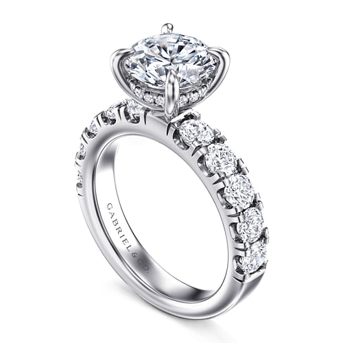 14K White Gold Round Diamond Engagement Ring