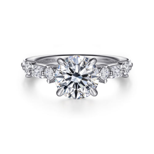 14K White Gold Round Diamond Engagement Ring