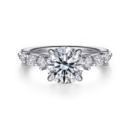 Gabriel - 14K White Gold Round Diamond Engagement Ring