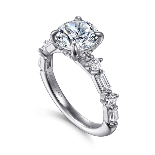 14K White Gold Round Diamond Engagement Ring