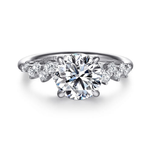 14K White Gold Round Diamond Engagement Ring
