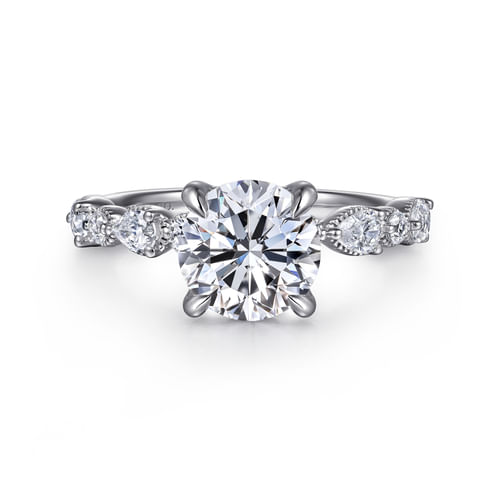 14K White Gold Round Diamond Engagement Ring