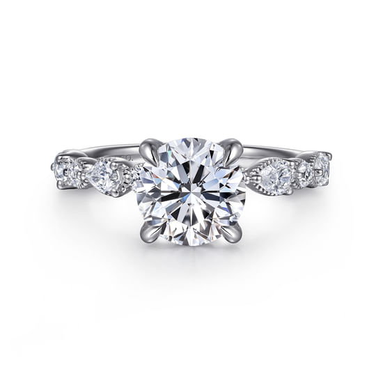 Gabriel - 14K White Gold Round Diamond Engagement Ring
