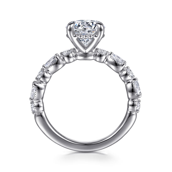 14K White Gold Round Diamond Engagement Ring angle 2