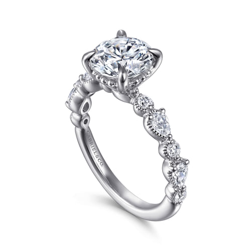 14K White Gold Round Diamond Engagement Ring