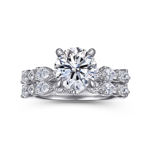14K White Gold Round Diamond Engagement Ring