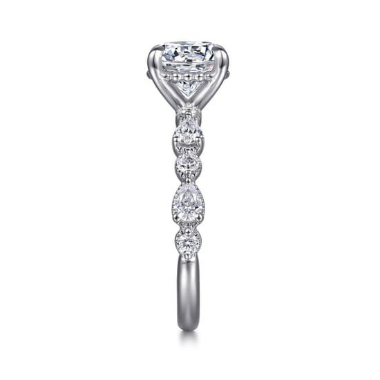 14K White Gold Round Diamond Engagement Ring angle 5