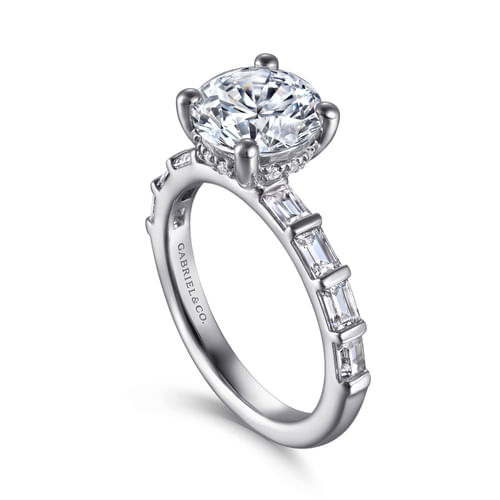 14K White Gold Round Diamond Engagement Ring