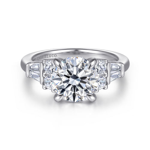 14K White Gold Round Diamond Engagement Ring