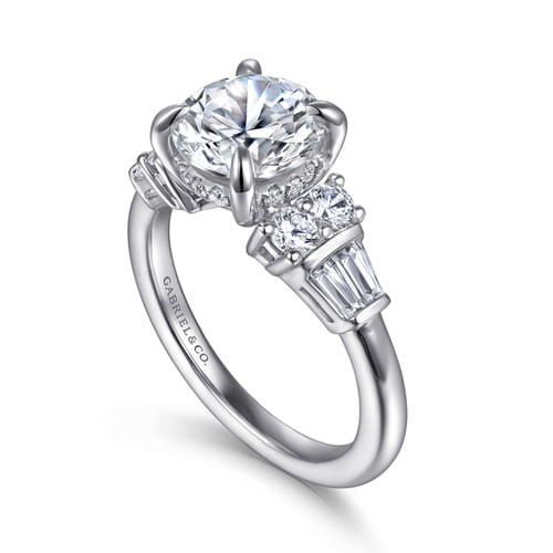 14K White Gold Round Diamond Engagement Ring