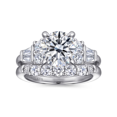 14K White Gold Round Diamond Engagement Ring