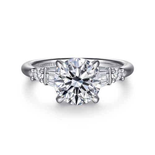 14K White Gold Round Diamond Engagement Ring