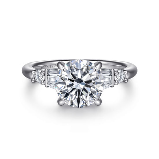 Gabriel - 14K White Gold Round Diamond Engagement Ring