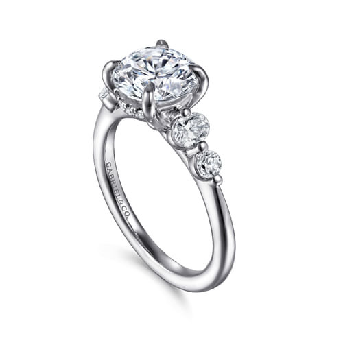 14K White Gold Round Diamond Engagement Ring