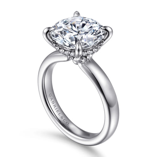14K White Gold Round Diamond Engagement Ring