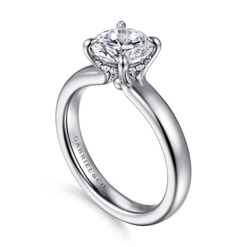 14K White Gold Round Diamond Engagement Ring