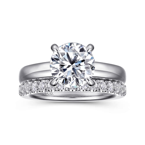 14K White Gold Round Diamond Engagement Ring