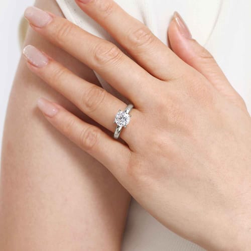 14K White Gold Round Diamond Engagement Ring
