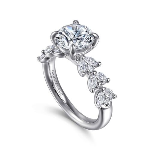 14K White Gold Round Diamond Engagement Ring