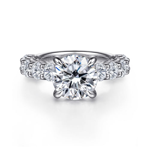 14K White Gold Round Diamond Engagement Ring