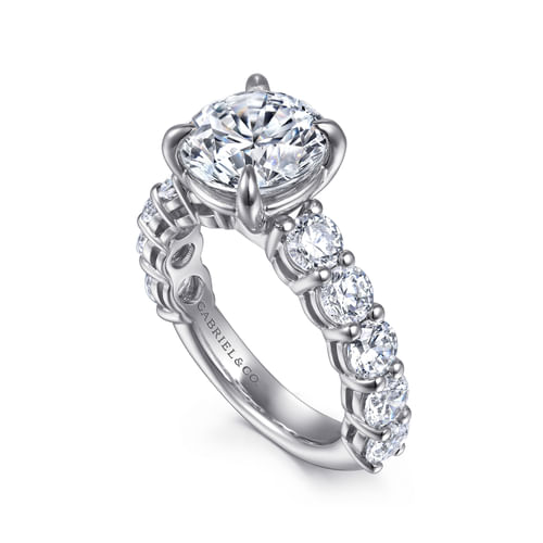 14K White Gold Round Diamond Engagement Ring