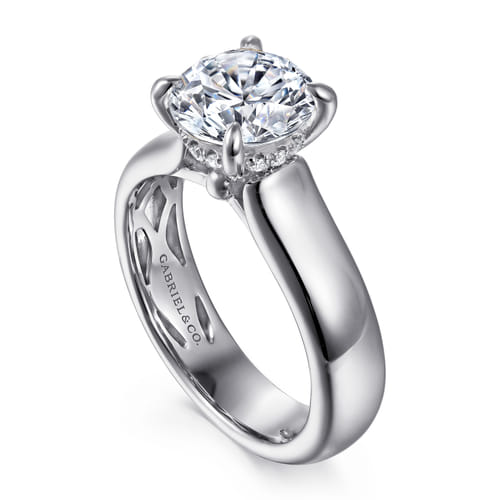 14K White Gold Round Diamond Engagement Ring