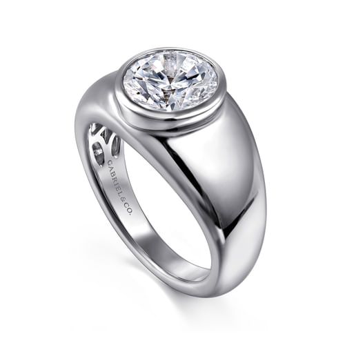 14K White Gold Round Diamond Engagement Ring