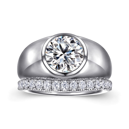 14K White Gold Round Diamond Engagement Ring