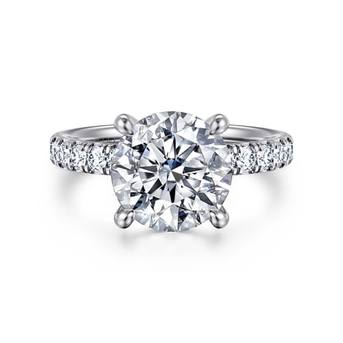 14K White Gold Round Diamond Engagement Ring
