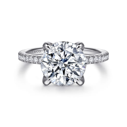 14K White Gold Round Diamond Engagement Ring