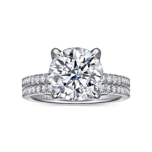 14K White Gold Round Diamond Engagement Ring