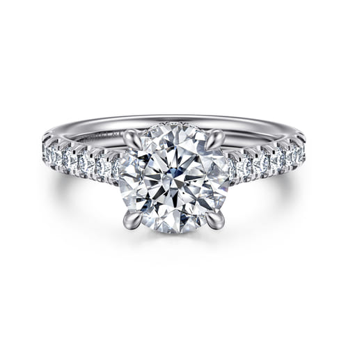 14K White Gold Round Diamond Engagement Ring