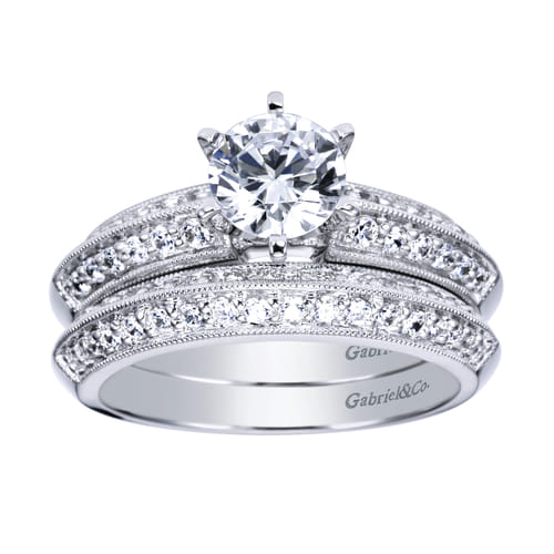 14K White Gold Round Diamond Engagement Ring