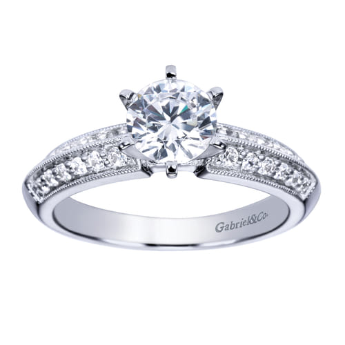 14K White Gold Round Diamond Engagement Ring