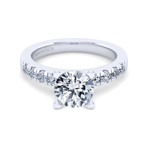 14K White Gold Round Diamond Engagement Ring
