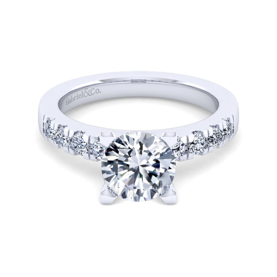 Gabriel - 14K White Gold Round Diamond Engagement Ring