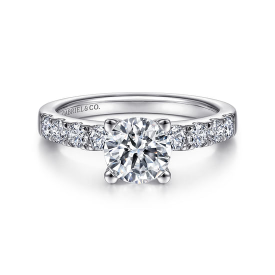 Gabriel - 14K White Gold Round Diamond Engagement Ring