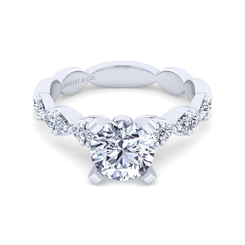 14K White Gold Round Diamond Engagement Ring