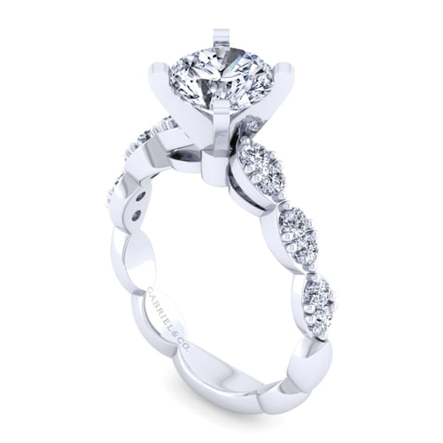 14K White Gold Round Diamond Engagement Ring