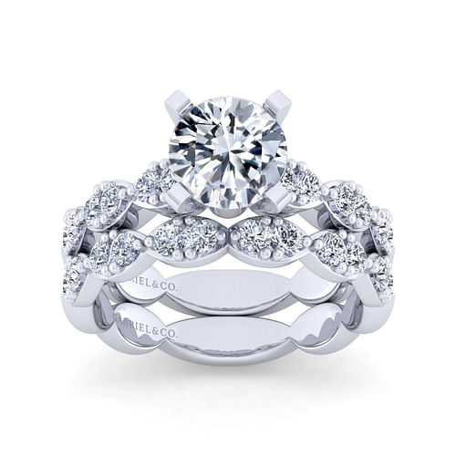14K White Gold Round Diamond Engagement Ring