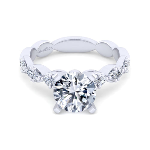 14K White Gold Round Diamond Engagement Ring