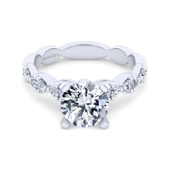 Gabriel - 14K White Gold Round Diamond Engagement Ring