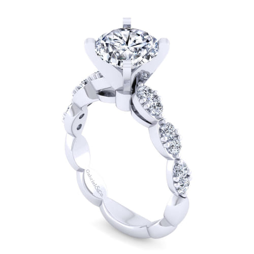 14K White Gold Round Diamond Engagement Ring