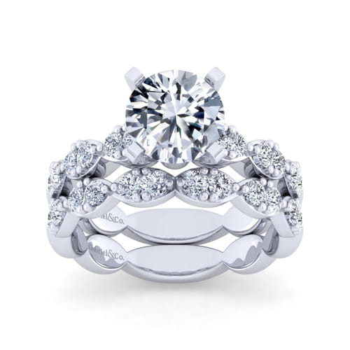 14K White Gold Round Diamond Engagement Ring
